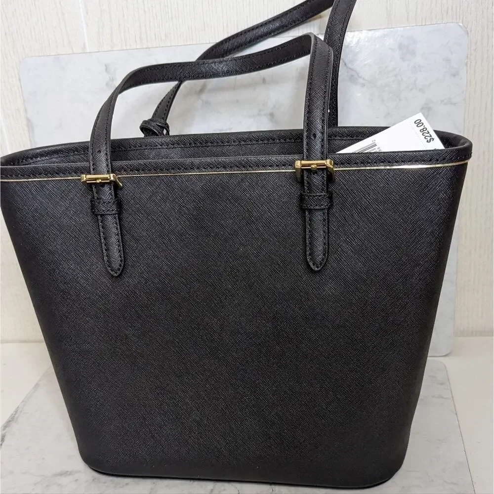 Michael Kors black handbag tote Frame jet set saffiano leather medium - Picture 9 of 13